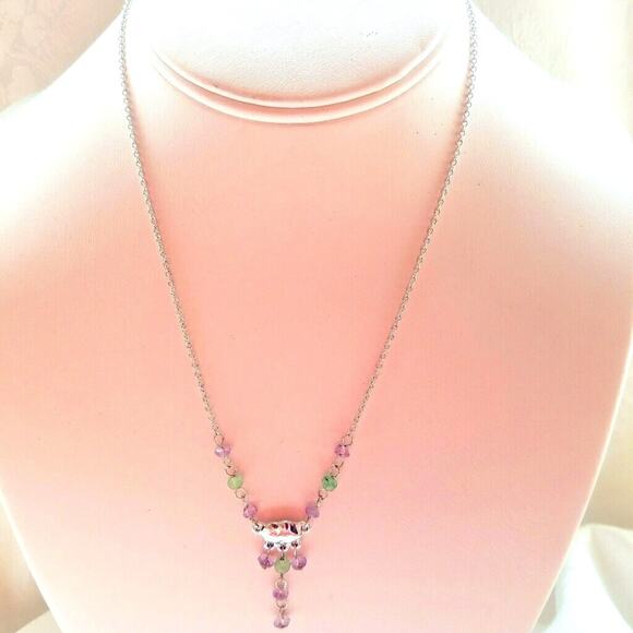 Vintage Napier Silver Tone Bead Necklace Signed Boho Beaded Hippie - Picture 4 of 6